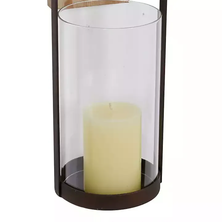 Hanging Lantern Fir Wood and Iron Sconce