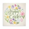 Happy Easter Floral Egg Wreath Canvas Art Print