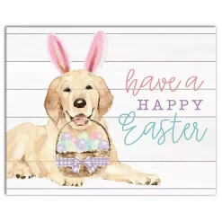 Happy Easter Puppy Canvas Wall Plaque