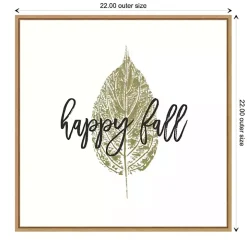 Happy Fall Leaf Stamp Framed Canvas Art Print