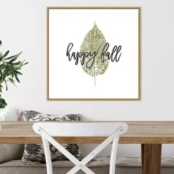 Happy Fall Leaf Stamp Framed Canvas Art Print