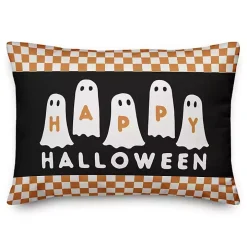 Happy Halloween Ghosts Checkered Pillow