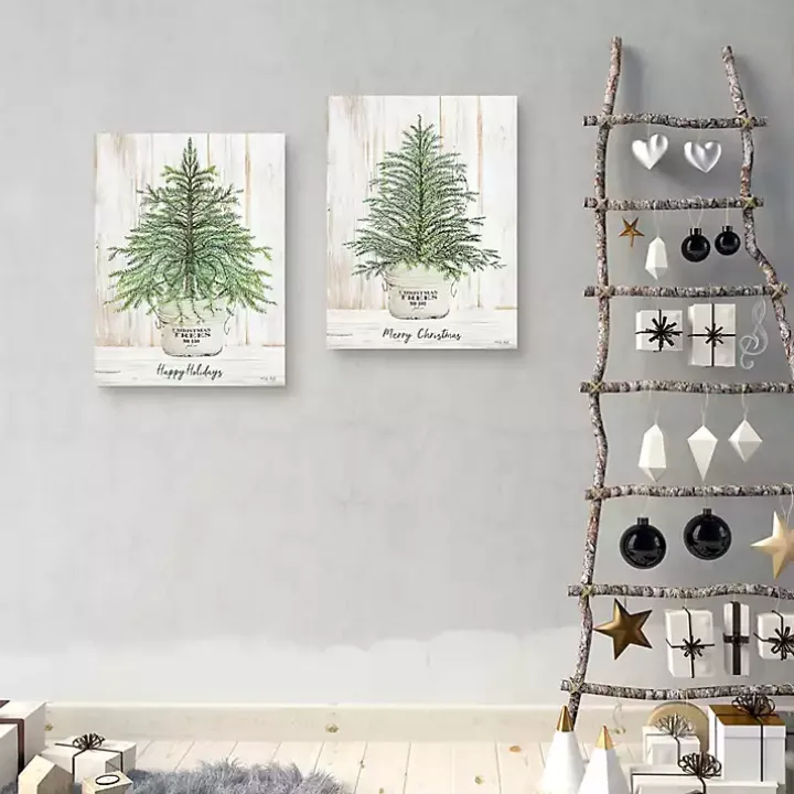 Happy Holidays Merry Christmas Trees 2-pc. Art Set