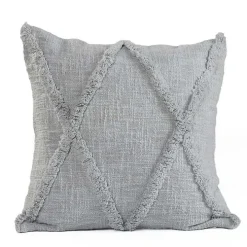 Harbor Gray Tufted Diamond Pillow, 18 in.