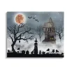 Haunted House Witch Scene Canvas Wall Plaque