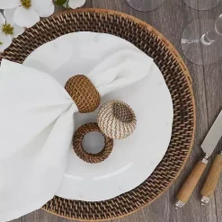 Hazelnut Woven Rattan Napkin Rings, Set of 4