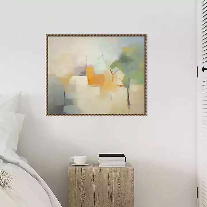 Hazy Park Abstract Framed Canvas Art Print