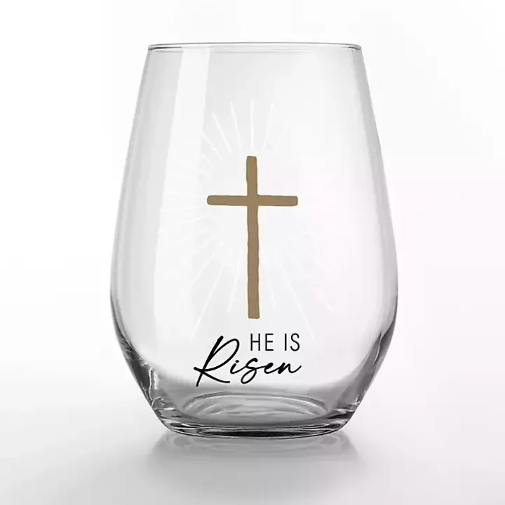 He is Risen Printed 2-pc. Stemless Wine Glass Set
