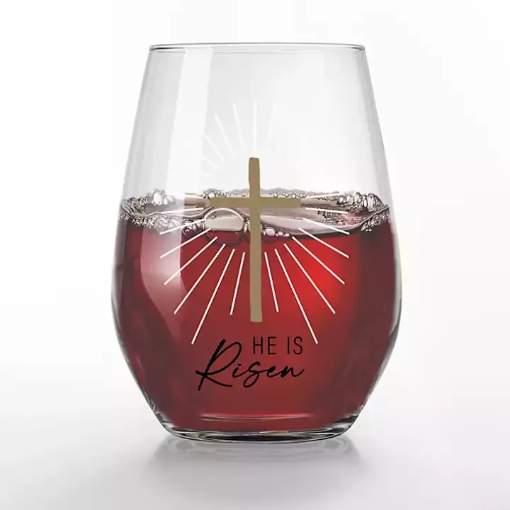 He is Risen Printed 2-pc. Stemless Wine Glass Set