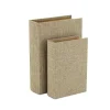 Heathered Beige Linen Book Boxes, Set of 2