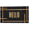Hello Black Linear Doormat