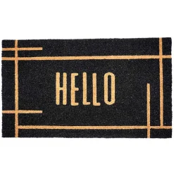 Hello Black Linear Doormat