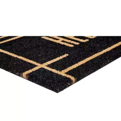 Hello Black Linear Doormat