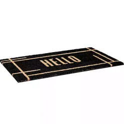 Hello Black Linear Doormat