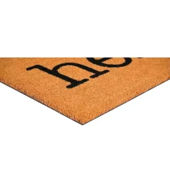 Hello Black Paw Print Doormat