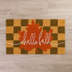 Hello Fall Checkered Doormat
