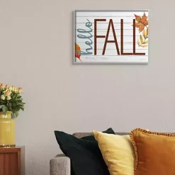 Hello Fall Wood Plank Framed Wall Art