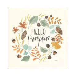 Hello Fall Wreath Harvest Canvas Wall Plaque