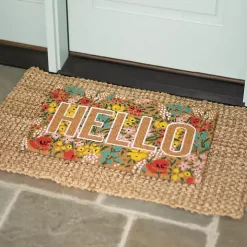 Hello Floral Coir Doormat