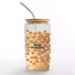 Hello Pumpkin and Daisy Glass Tumbler
