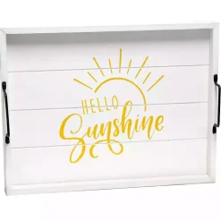 Hello Sunshine White Wood Tray