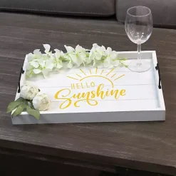 Hello Sunshine White Wood Tray