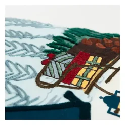 Holiday Campsite Embroidered Throw Pillow