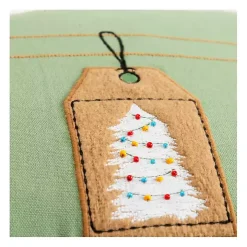 Holiday Gift Tags Embroidered Lumbar Pillow