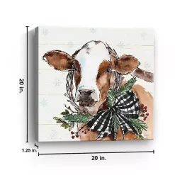 Holiday on the Farm Cow Canvas Art Print