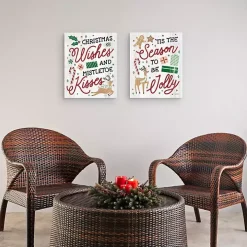 Holiday Phrase Canvas Art Prints, Set of 2