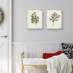 Holly Berries Canvas Art Prints, Set of 2