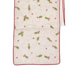 Holly Embroidered Table Runner