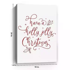 Holly Jolly Christmas Canvas Wall Plaque
