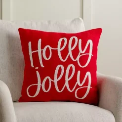 Holly Jolly Embroidered Pillow