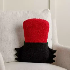 Holly Nutcracker Shaped Pillow