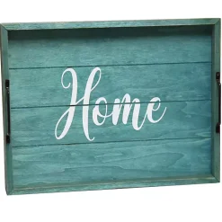 Home Blue Wash Wood Tray