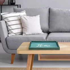 Home Blue Wash Wood Tray