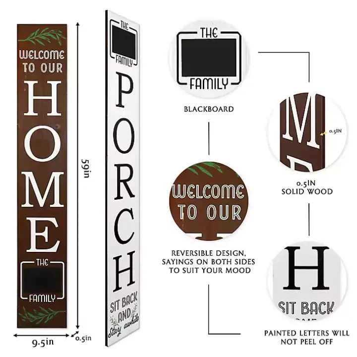 Home Chalk Board Two-Sided Porch Board