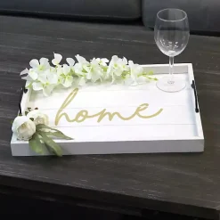 Home White Wash Wood Tray