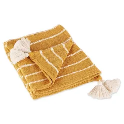 Honey Gold Slub Stripe Decorative Throw