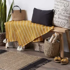 Honey Gold Slub Stripe Decorative Throw