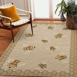 Honeycomb Bees Outdoor Area Rug, 5x7