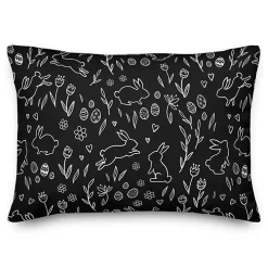 Hop On In Bunny Pattern Outdoor Throw Pillow