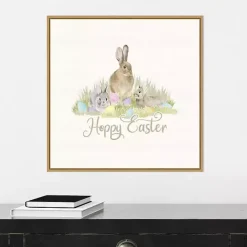 Hoppy Easter Bunnies Framed Canvas Art Print