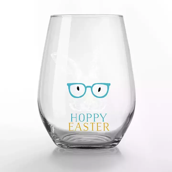Hoppy Easter Stemless Wine Glasses, Set of 2