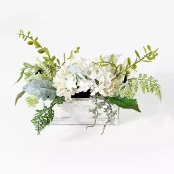 Hydrangea Arrangement in White Planter