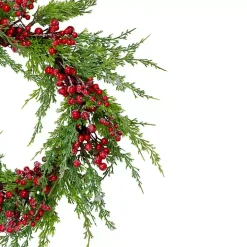 Iced Red Berries and Cedar Wreath