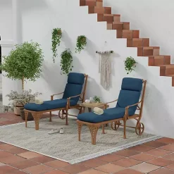 Indigo Canvas French Edge Outdoor Chaise Cushion