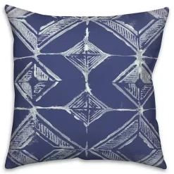Indigo Diamonds Outdoor Throw Pillow