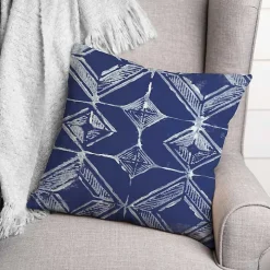 Indigo Diamonds Outdoor Throw Pillow
